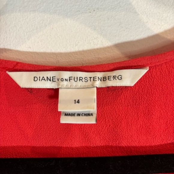 DIANE VON FURSTENBERG Sz 14 Iliana 3/4 Sleeves Ornate Slim Tie  Flowy Blouse - Picture 4 of 10